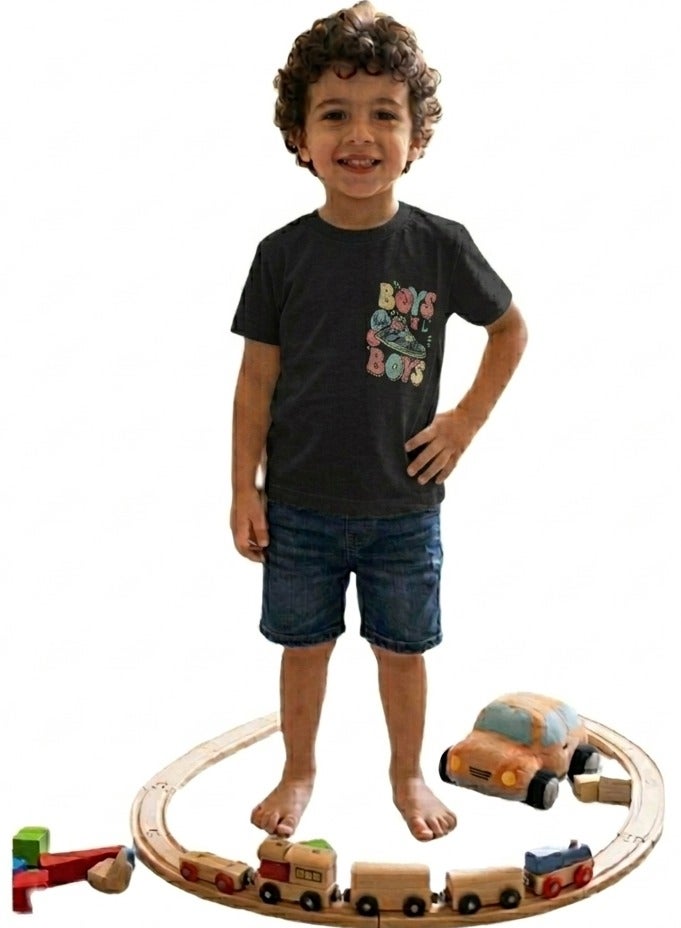 Boys Cotton Graphic T Shirt Casual Short Sleeve Crew Neck Kids Tee with Colorful Skateboard Print Boys Will Be Boys Soft Breathable Summer Everyday Wear Comfortable Fashion Top for Children - Image 2