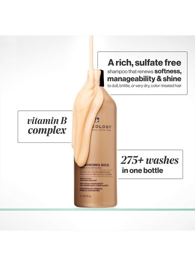 PUREOLOGY Nanoworks Gold Shampoo | For Very Dry, Color-Treated Hair | Renews Softness & Shine | Sulfate-Free | Vegan - Image 3