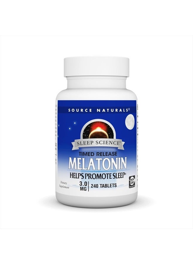 Source Naturals ميلاتونين مطلق الوقت* - 3 ملغ، 240 قرص مطلق الوقت - Image 1