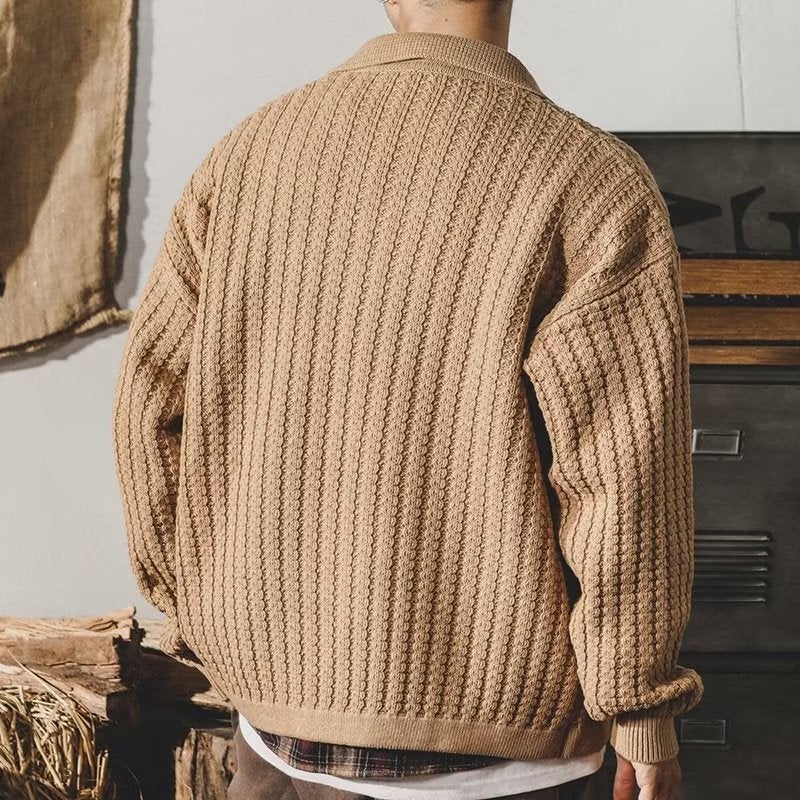 Retro Lapel Cardigan Sweater Men'S Autumn Loose Fashion Brand Ins Plus Size Sweater Winter Casual Sweater Coat - Image 5