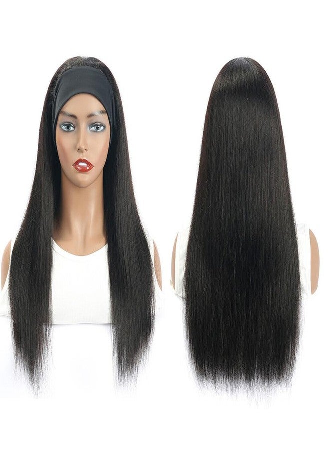 Aiterina Headband Wig Human Hair Straight Virgin Brazilian Machine Made Wigs None Lace Front Wigs Glueless Human Hair Wig for Black Women 150% Density Natural Color 16 Inch - Image 2