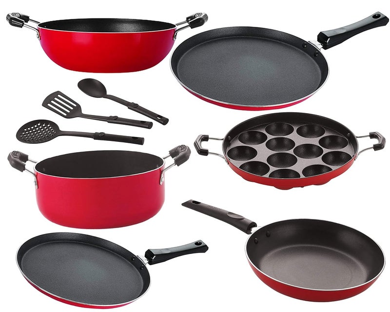 NIRLON 3 Layer Coated NonStick NonInduction Aluminium Cookware Gift Set Item 9Piece 26_FT13_KD12_AP_FT11_Cass20_TP24_3SPN - Image 1