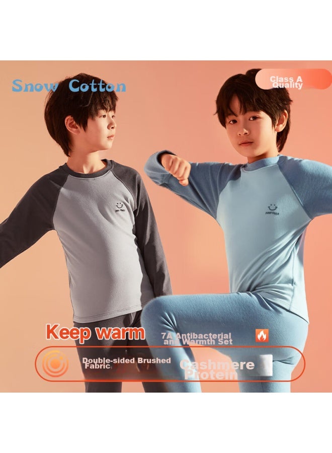 Snow Kapok Bingxue Mumian Children's Thermal Underwear Set, Boys' Autumn And Winter Undershirt And Pants, Thin Style, For Older Children And Teenagers, Base Layer, Two-piece Set  - Image 2