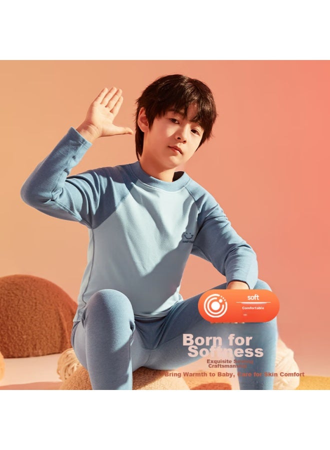 Snow Kapok Bingxue Mumian Children's Thermal Underwear Set, Boys' Autumn And Winter Undershirt And Pants, Thin Style, For Older Children And Teenagers, Base Layer, Two-piece Set  - Image 5