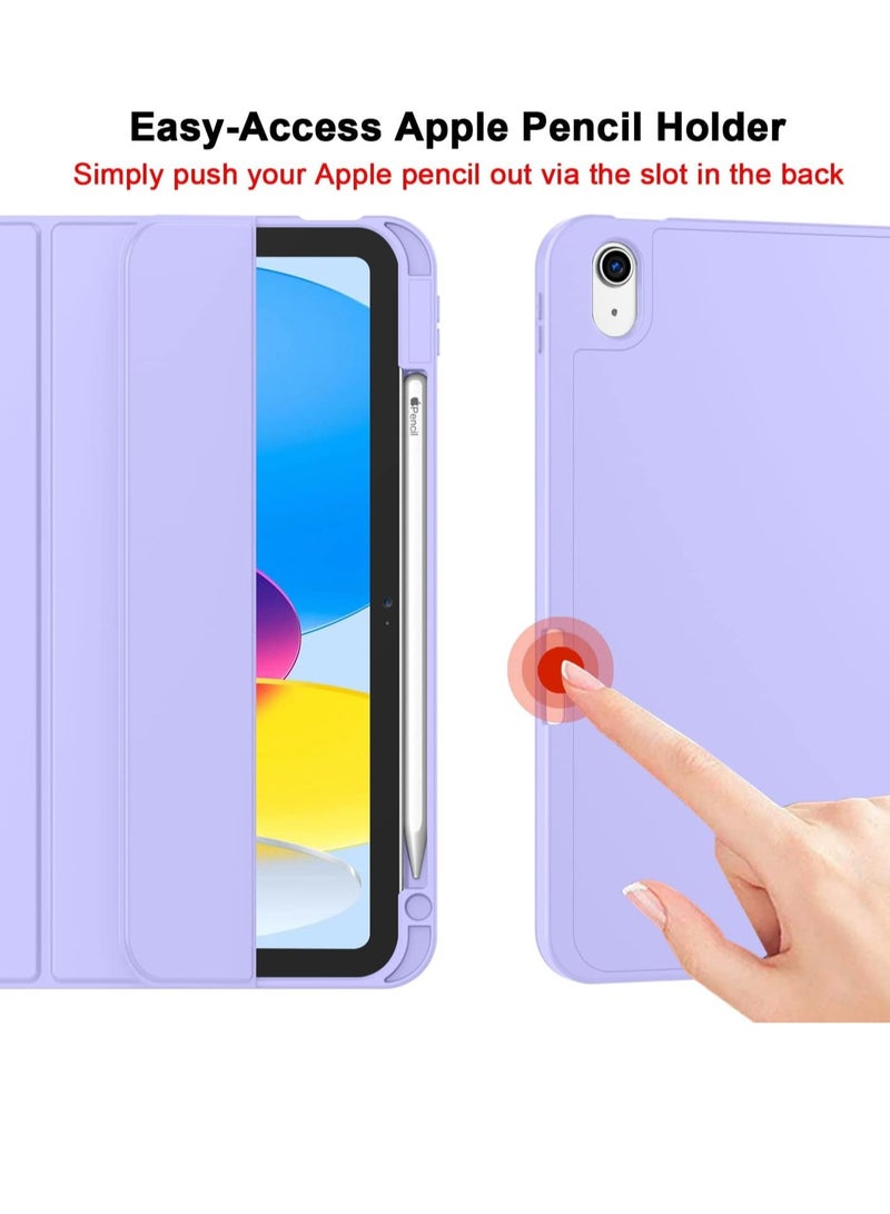 NEW iPad 10th Generation Case (10.9 Inch, 2022) – Smart Case with Pencil Holder, Soft TPU Back, Auto Wake/Sleep Support – Light Purple - Image 3
