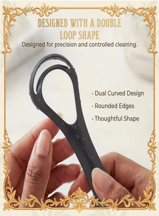 MasterMedi Black Tongue Scraper with Cases (Spoon Shape, 2 Pack, Tongue Scrubber for Bad Breath Treatment, Easy to Use Tongue Scraper for Adults, Tongue Cleaner for Oral Care - Image 2