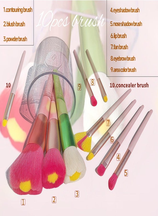 RAEEIKPHZ Beautiful Makeup Brush Set for Girls, 10pcs Kawaii Fan Cute Daisy Flower Red Makeup Brushes Kit of Powder Blush Eye Shadow Brush for Teens Women Girls - Image 5