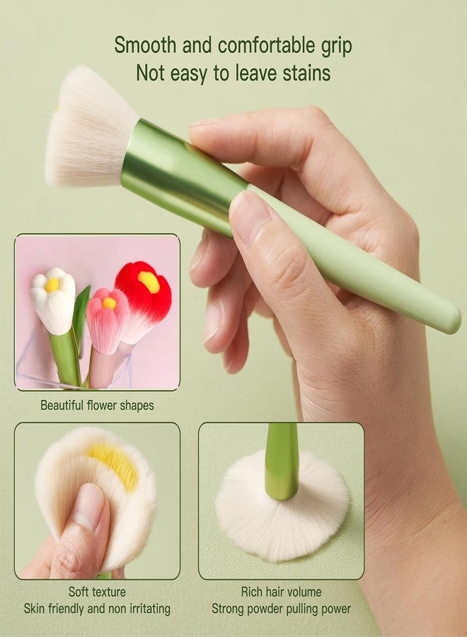 RAEEIKPHZ Beautiful Makeup Brush Set for Girls, 10pcs Kawaii Fan Cute Daisy Flower Red Makeup Brushes Kit of Powder Blush Eye Shadow Brush for Teens Women Girls - Image 2