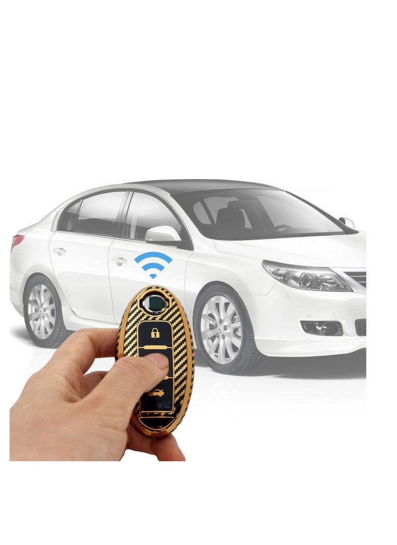 OUYoo OUYoo For Nissan Key Fob Cover pecial Soft TPU Key Case Key Shell for Nissan Infiniti X-Trail Rogue Altima Quest Pathfinder Sentra Patrol CIMA Fuga Armada Teana Murano Key Cover 5 Buttons（Gold）  - Image 5