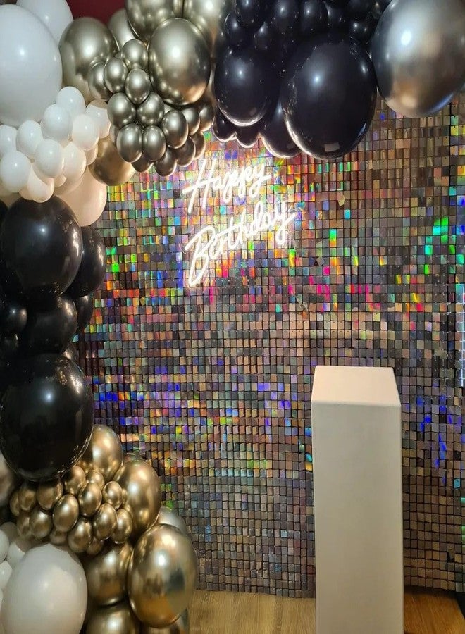 Kate Shimmer Wall Backdrop Iridescent Silver Square Sequin Wall Panel Backdrop Decor for Wedding, Anniversary, Birthday, Party, 12 Panels - Image 5