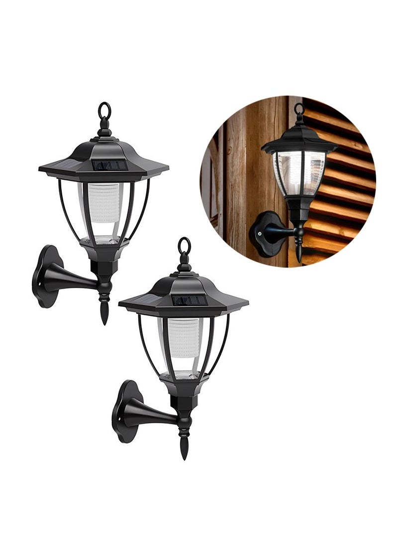 ARNOTEC Wall Lamp - Waterproof Solar LED Hexagonal Light Lamp 2W Exterior Sconce Lantern Light Auto ON/Off at Night for Outdoor Landscape Garden Fence Yard  2 Pack(White light)  - Image 1
