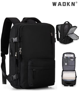 Travel Backpack for Men Women Carry On Backpack with USB Charging Port Shoe Compartment 15.6 Inch Laptop Backpack Flight Approved College School Bag Casual Daypack for Weekender Business Hiking Black - pzsku/ZB9F0FEBFFD42F71E52ECZ/45/_/1733904151/5e106602-7cca-4989-8275-39800b8035e7