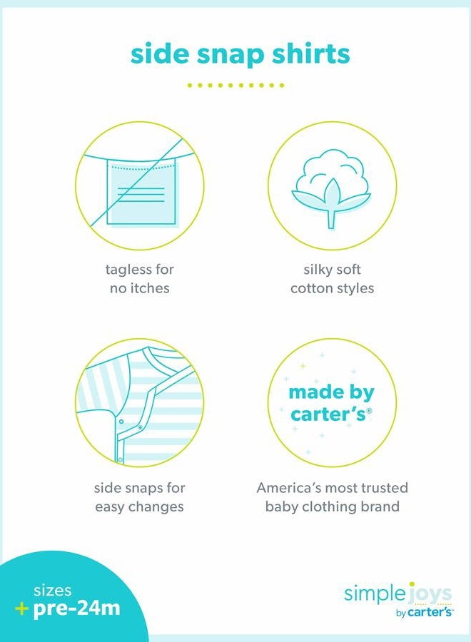 Simple Joys by Carter's Unisex Babies' Side-Snap Short-Sleeve Shirt, Pack of 6, White, 0-3 Months - Image 3