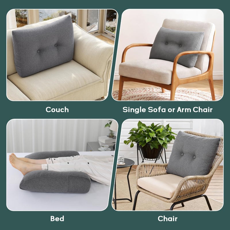 ROYALAY Back Support for Couch Sitting, Memory Foam Back Cushion for Couch, Back Rest Pillow for Sitting in Bed, Wedge Reading Pillow for Sofa - Image 5