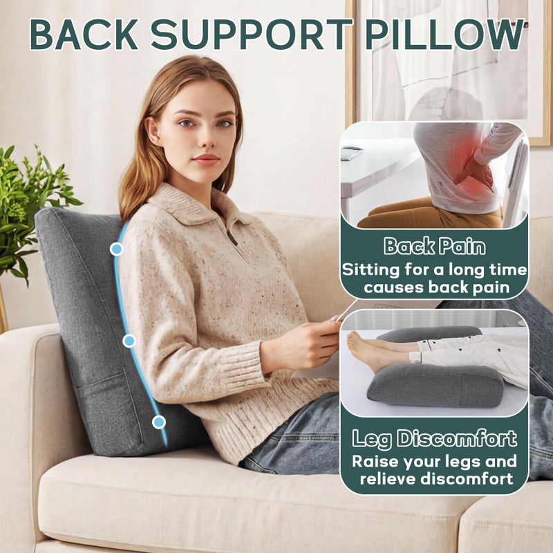 ROYALAY Back Support for Couch Sitting, Memory Foam Back Cushion for Couch, Back Rest Pillow for Sitting in Bed, Wedge Reading Pillow for Sofa - Image 4