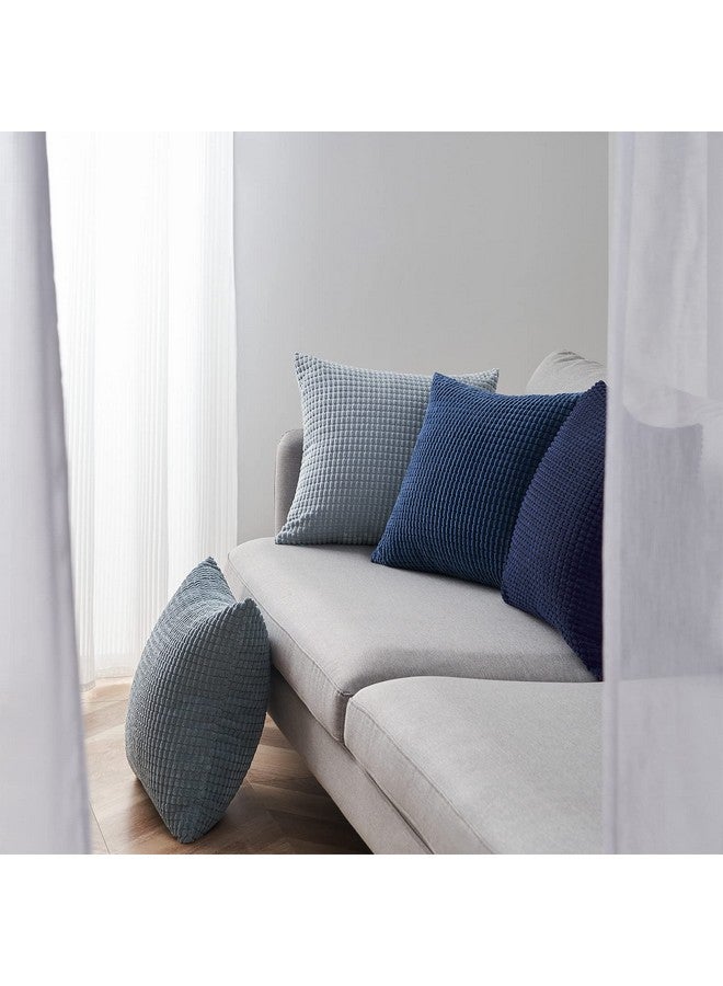 Topfinel Navy Throw Pillows Covers for Couch-18" x 18" Set of 4-Multi Marine/Dusty/Grey/Blue Combo-Fluffy Corduroy Kids Washable Decorative Cushion Case - Image 3