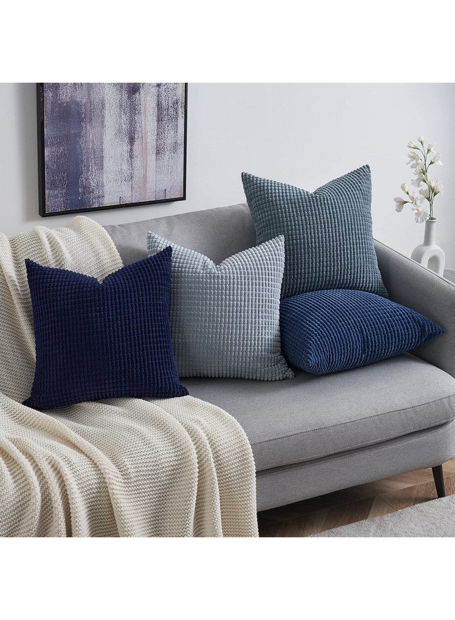 Topfinel Navy Throw Pillows Covers for Couch-18" x 18" Set of 4-Multi Marine/Dusty/Grey/Blue Combo-Fluffy Corduroy Kids Washable Decorative Cushion Case - Image 2