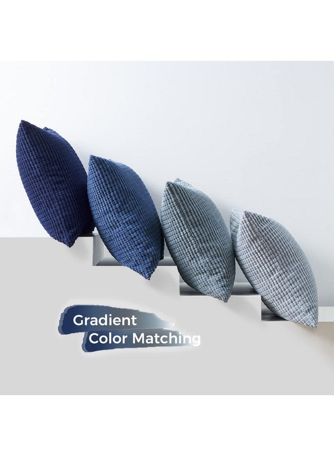 Topfinel Navy Throw Pillows Covers for Couch-18" x 18" Set of 4-Multi Marine/Dusty/Grey/Blue Combo-Fluffy Corduroy Kids Washable Decorative Cushion Case - Image 5