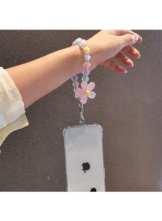 Colorful Flower Beaded Phone Lanyard - Delicate and Elegant Flower Accessory Phone Chain - Image 2