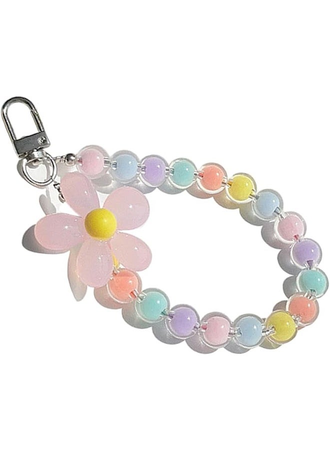 Colorful Flower Beaded Phone Lanyard - Delicate and Elegant Flower Accessory Phone Chain - Image 1