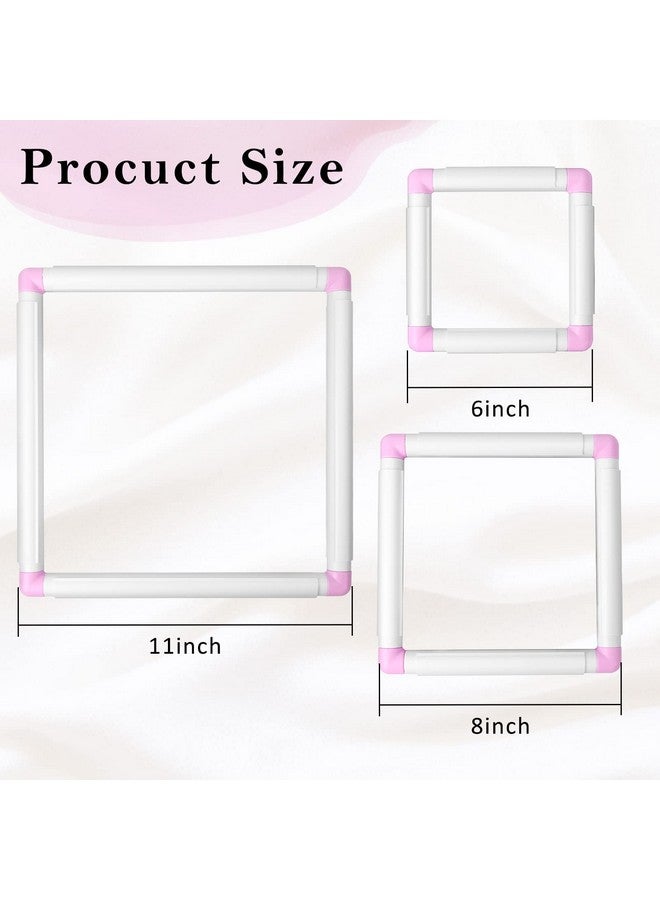 بليلي 3 قطع من أطواق التطريز المربعة البلاستيكية ذات الغرز المتقاطعة إطار مشبك بلاستيكي لإطارات التطريز والتطريز (6X6 بوصة، 8X8 بوصة، 11X11 بوصة)... - Image 2