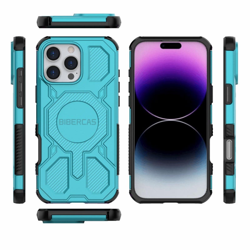 بيبركاس جراب هاتف Magsafe المقاوم للصدمات من سلسلة Real Color لهاتف Iphone 16 Pro Max (أخضر) - Image 2