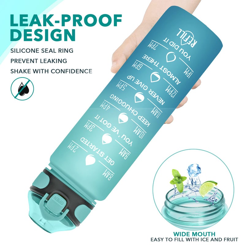 Enerbone 32 Oz Drinking Water Bottle With Times To Drink And Straw  Motivational With Carrying Strap  Leakproof Bpa & Toxic Free  Ensure You Drink Enough Water For Fitness Gym Outdoor - Image 4