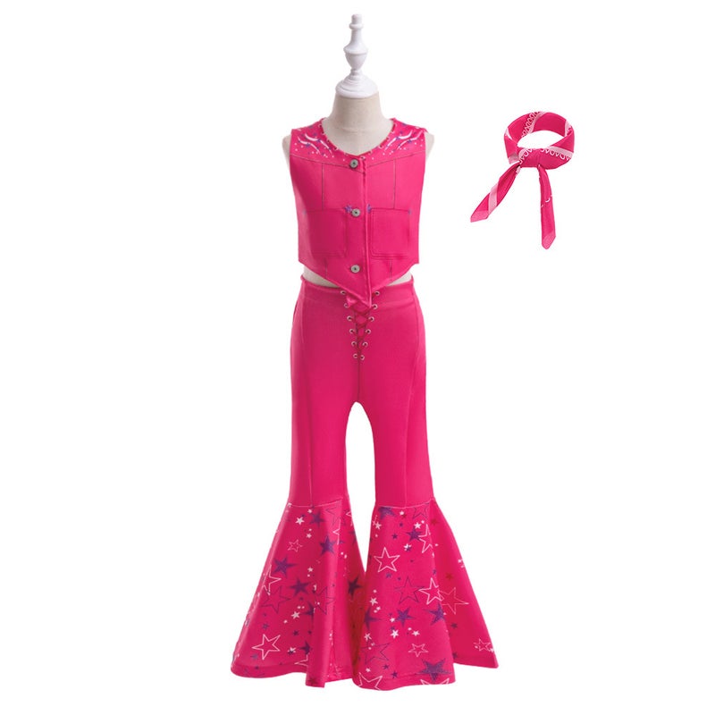 Kids Barbie Cosplay Set Tight Pants Costume BAB02-rose red
