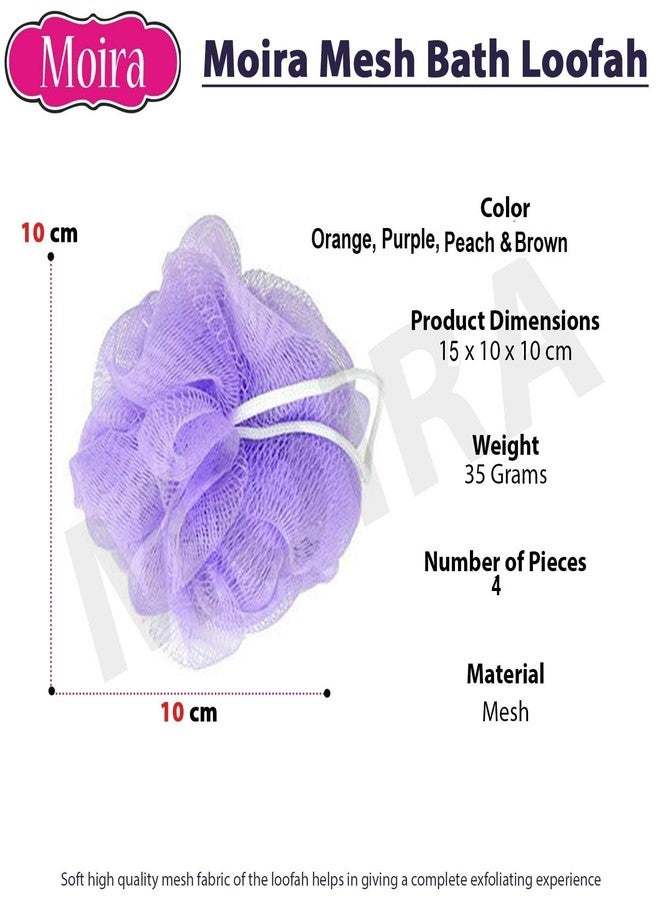 Moira Mesh Bath Loofah for Men and Women (Orange; Peach; Purple and Brown; 35 g) - Set of 4 - Image 3