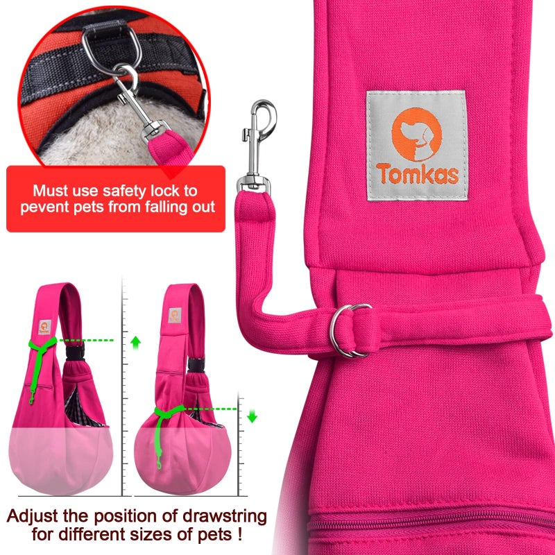 TOMKAS Dog Sling Carrier for Small Dogs Puppy Carrier for Small Dogs (Rose red, Adjustable Strap for 3-10 lbs & Zipper Pocket) - Image 5