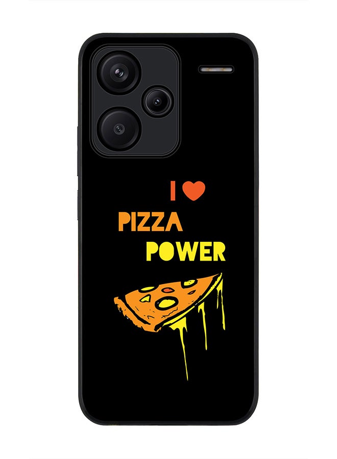 Stylizedd Rugged Black Edge Case for Xiaomi Redmi Note 13 Pro Plus, Slim fit Case Flexible Anti Drop TPU Gel Thin Cover -  I Love Pizza (Black) - Image 1