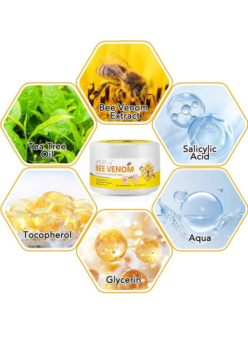Sefudun - Bee Venom Moles and Wart Removal Cream Mole and Wart Cream Easy Application and No Irritation Wart and Tag Remover Bee Venom Repair Cream Wart Treatment Cream - Image 1