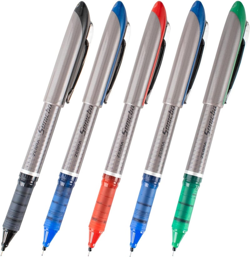 Zebra Technologies Zebra Sonicball NT7 Liquid Ink Pens, 0.7mm Needle Tip, 5 Pack, Assorted Colors - Image 1