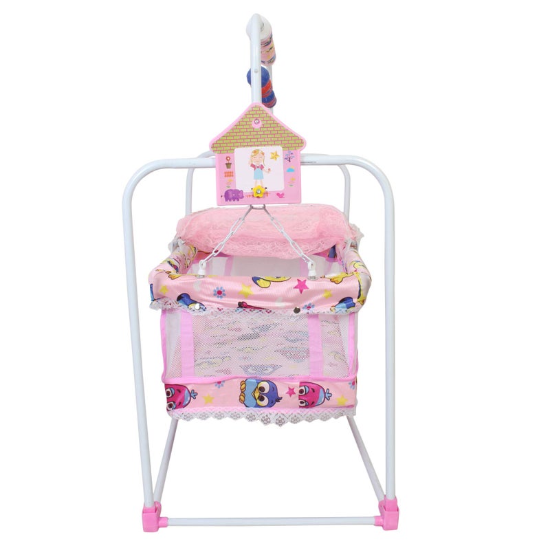 GRAZIA Baby Kick and Play Crib Cum Palna Bedding Set with Mosquito Net (Pink)-J10 - Image 3