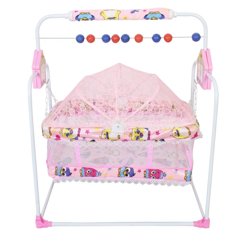 GRAZIA Baby Kick and Play Crib Cum Palna Bedding Set with Mosquito Net (Pink)-J10 - Image 1