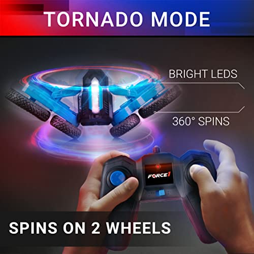 Force1 Tornado Red LED Remote Control Car for Kids Double Sided Driving Fast RC Cars 360 Flips Outdoor 4WD Off Road Stunt RC Car All Terrain Tires RC Crawler Rechargeable Battery 24GHz Remote - Image 5