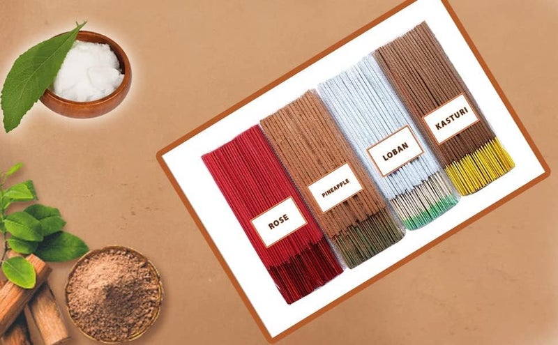 Original Agarbatti for Pooja Fragnance Incense Stick for Puja Mediatation and Negative Energy Remover 400gm | Agarbatti Meditation | Dhoop Batti for Puja (Rose+Kasturi+Loban+Pineapple) - Image 3