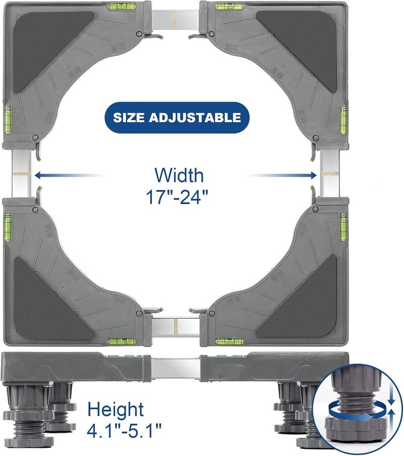 Nefish Mini Fridge Stand Adjustable Refrigerator Stand with 4 Strong Feet Universal Stand Base Washing Machine Stand Washer and Dryer Pedestals Multi-Functional Base for Appliance (Grey) - Image 4
