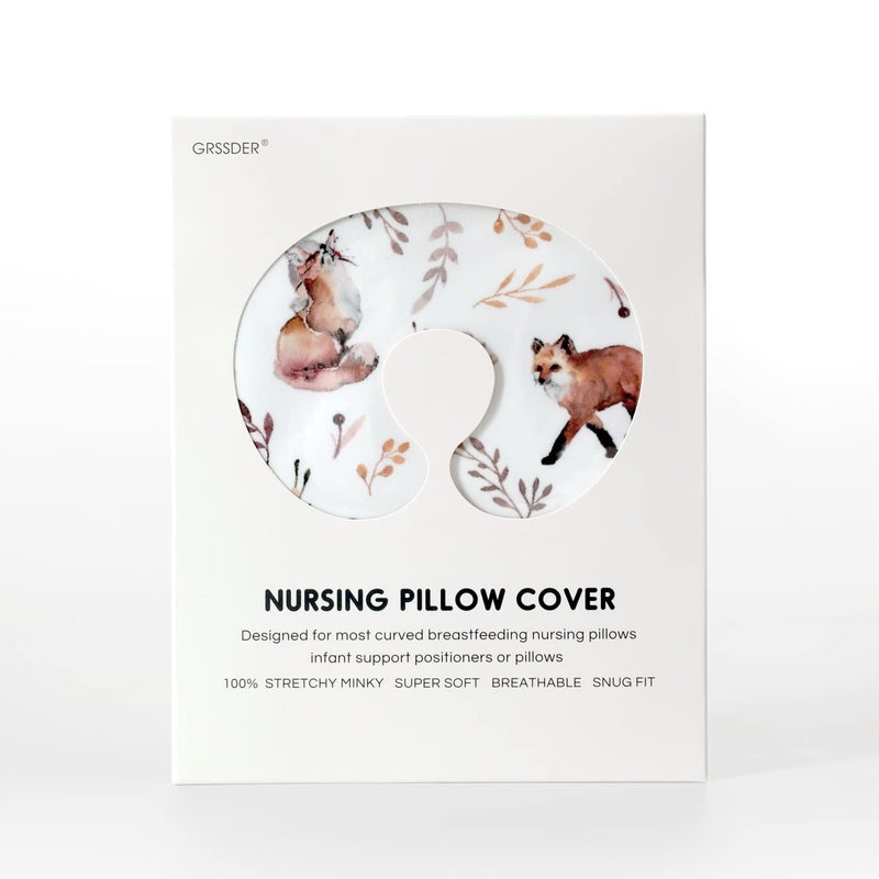 GRSSDER Nursing Pillow Cover Stretchy Minky Removable Nursing Covers for Breastfeeding Pillows, Ultra Soft Comfortable Slipcover for Girls, Pretty Fox Pattern - Image 4
