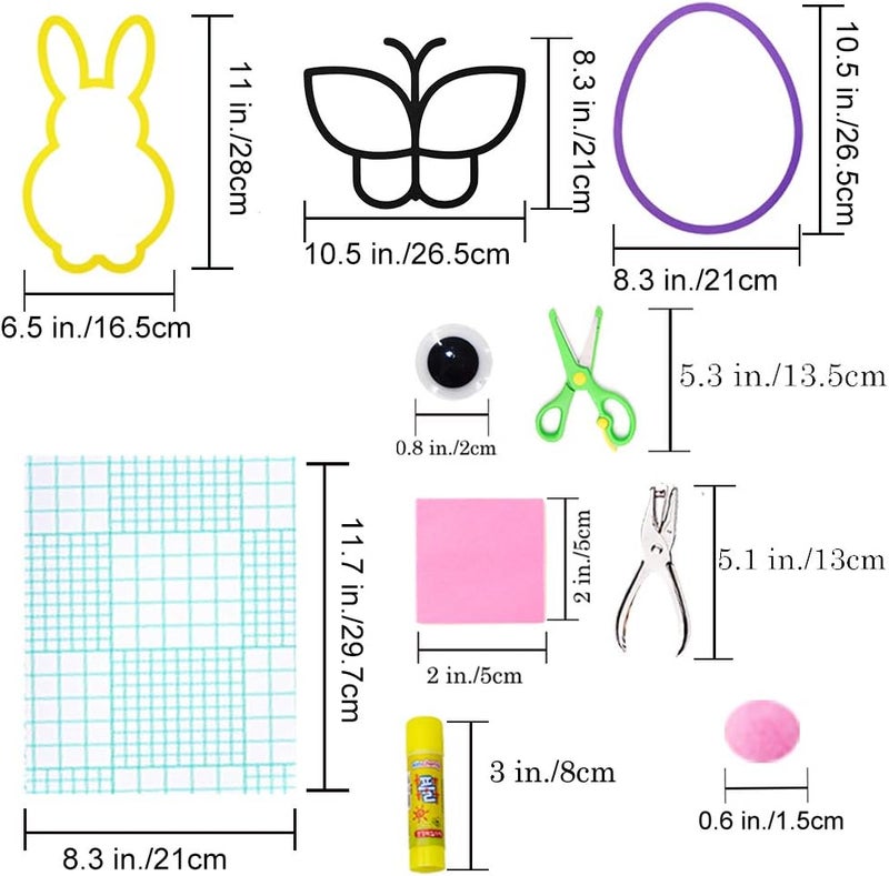 Exquiss Exquiss 1600 Pcs Easter DIY Crafts Tissue Paper Suncatcher Silhouette Window Decorations Bunny Egg Butterfuly Crafts for Kids Easter Crafts Suncatchers Easter DIY Activities School Art Crafts  - Image 3