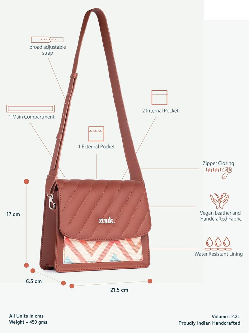 ZOUK حقيبة كتف بسحاب من الجلد النباتي للنساء والفتيات - Image 4