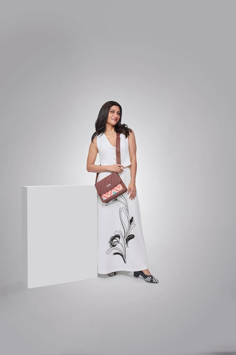 ZOUK حقيبة كتف بسحاب من الجلد النباتي للنساء والفتيات - Image 3