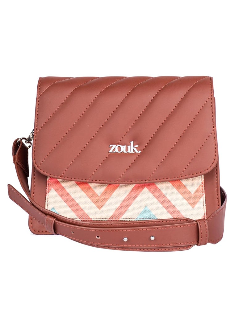 ZOUK حقيبة كتف بسحاب من الجلد النباتي للنساء والفتيات - Image 1