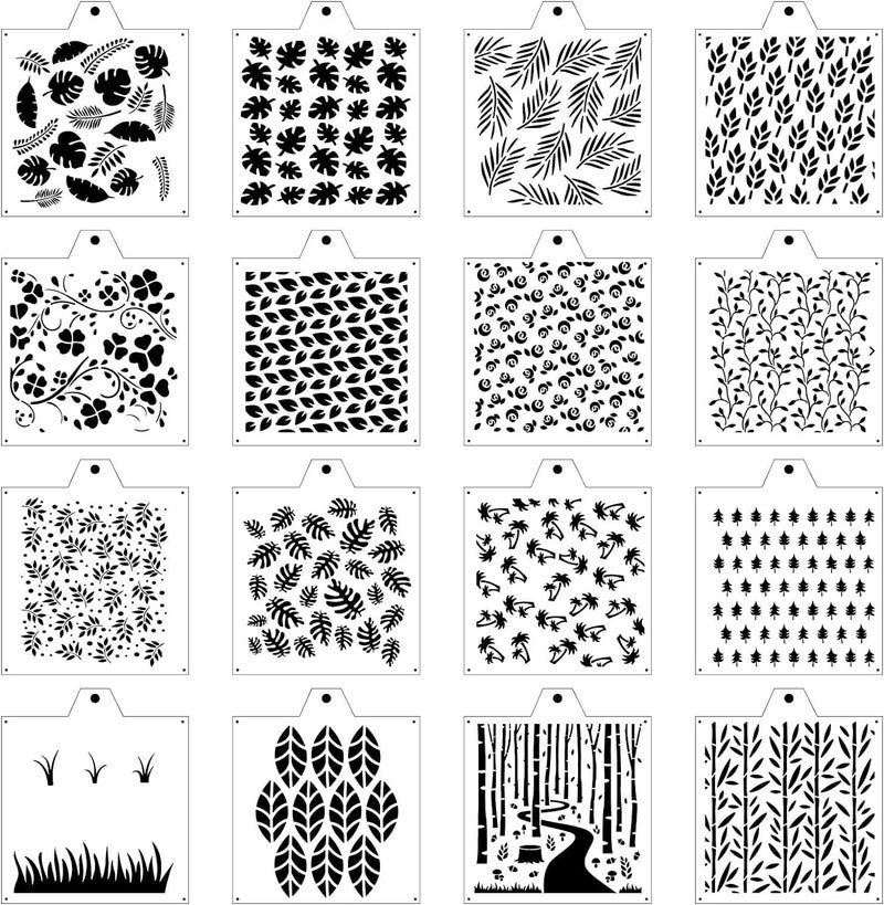 DEQUERA DeQuera 16 Pcs 55x55in Cookie Stencil Baking Stencils for Royal Icing Cookies Airbrush Cookies Sugar Cookie StencilsCraft Painting Stencil Stencil Genie Stencils Leaves