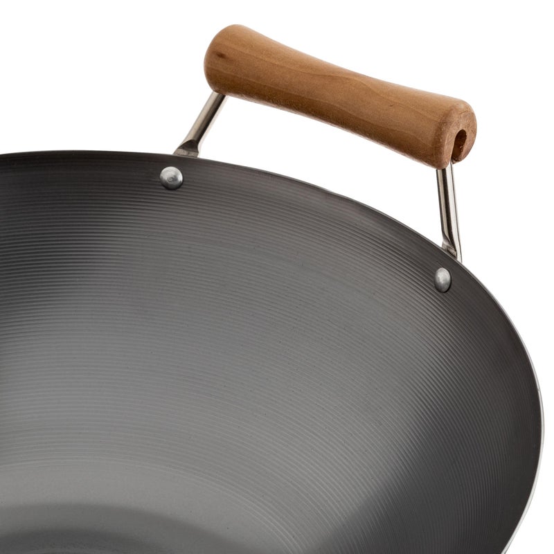 JOYCE CHEN Classic Series 14-Inch Carbon Steel Wok with Birch Handles - Image 3