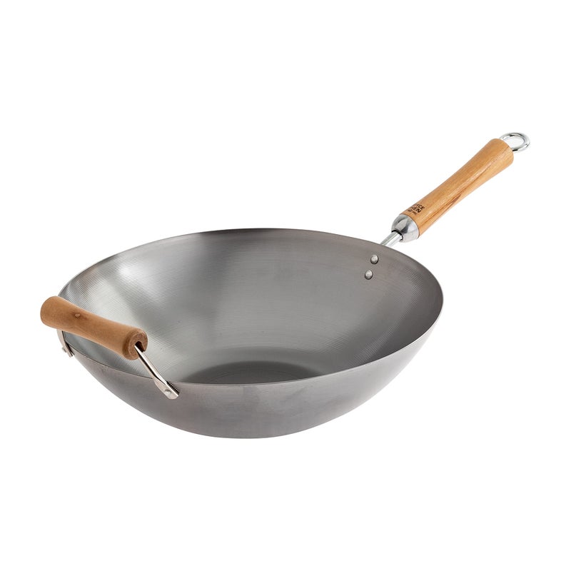 JOYCE CHEN Classic Series 14-Inch Carbon Steel Wok with Birch Handles - Image 1