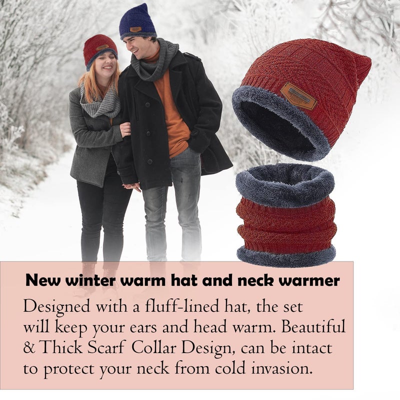 Wearslim قبعات صوف دافئة ®، قبعة رأس مع دافئ للرقبة مجموعة قبعات شتوية وشالات للرجال والنساء - Image 3
