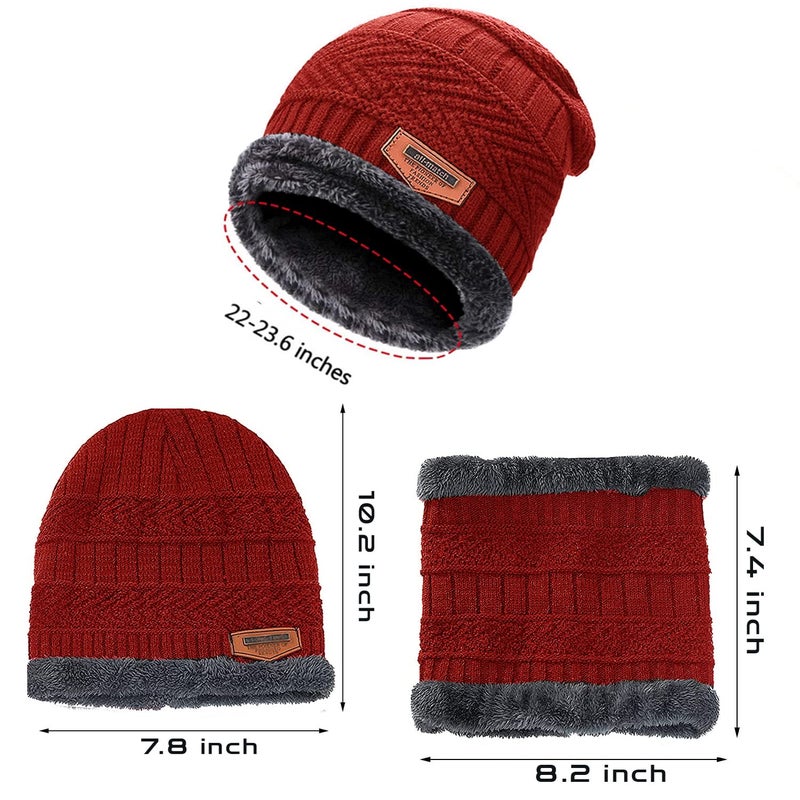 Wearslim قبعات صوف دافئة ®، قبعة رأس مع دافئ للرقبة مجموعة قبعات شتوية وشالات للرجال والنساء - Image 4
