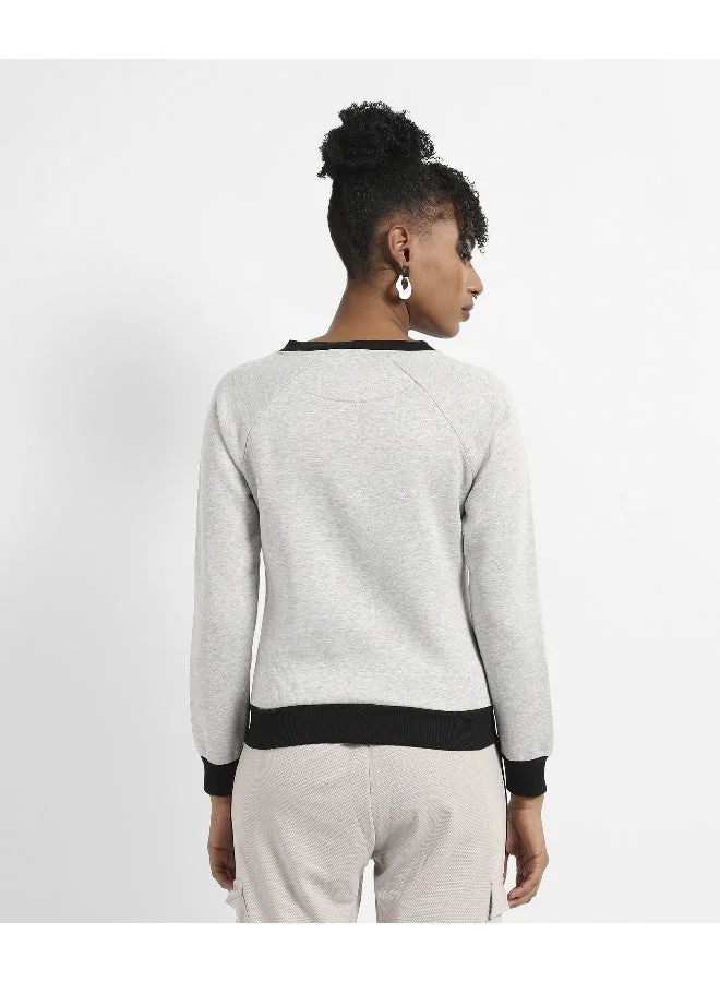 Pinacolada  Women's Light Grey Zip-Front Sweatshirt With Contrast Hem for Women | Best Price UAE