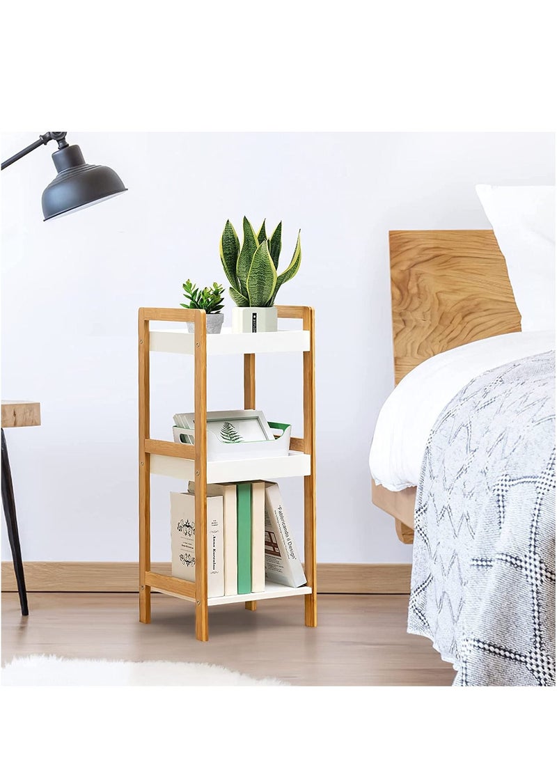 LINGWEI Bamboo Bathroom Stand Corner Shelf Multipurpose 3 Layer Bathroom Organizer Kitchen Storage Organizer Plant Stand Bamboo Bathroom Shelf Wooden Towel Holder  - Image 2